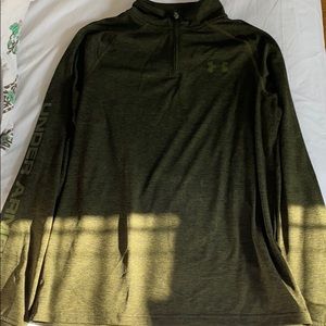 Boys Hunter Green Under Armor Half Zip Heat Gear
